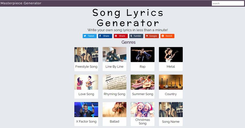 song lyrics generator 1