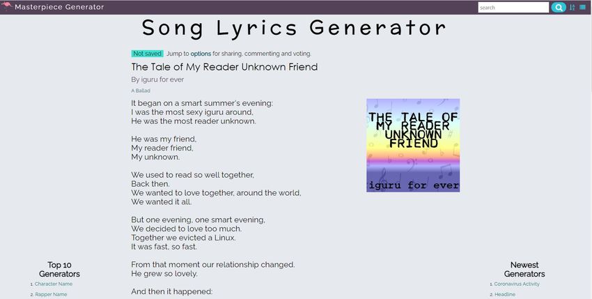 song lyrics generator 3