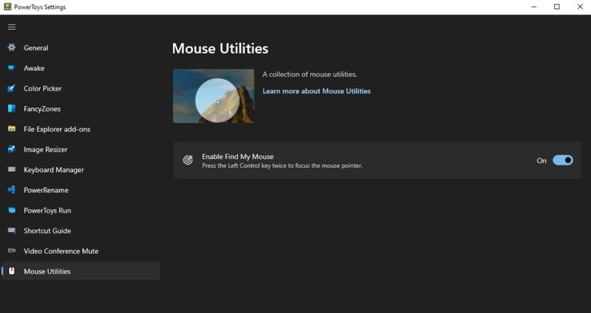 find my mouse powertoys