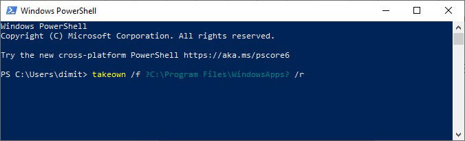 windowsapps change owner powershell