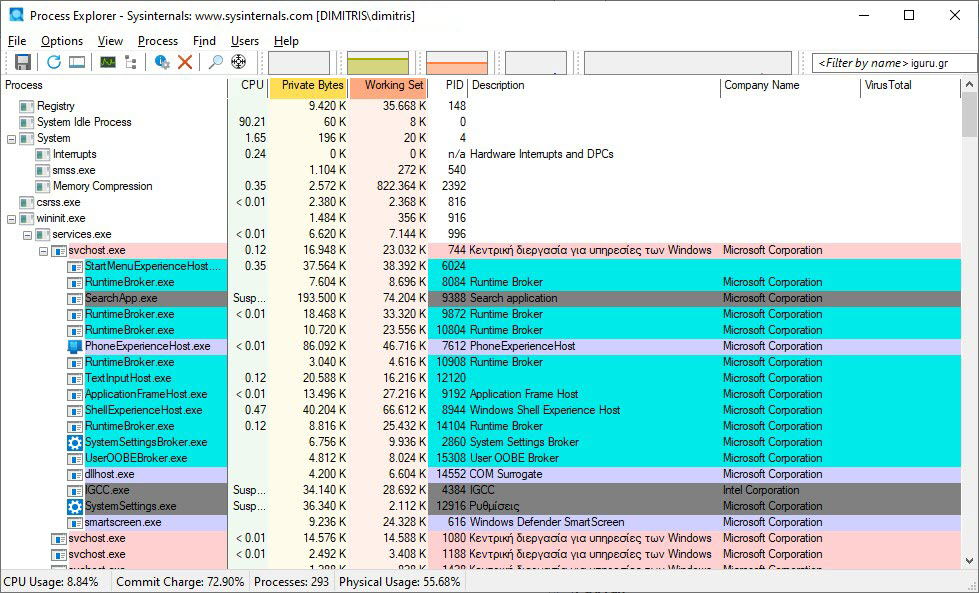 process explorer windows sysinternals