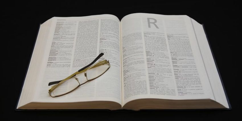 dictionary book glass