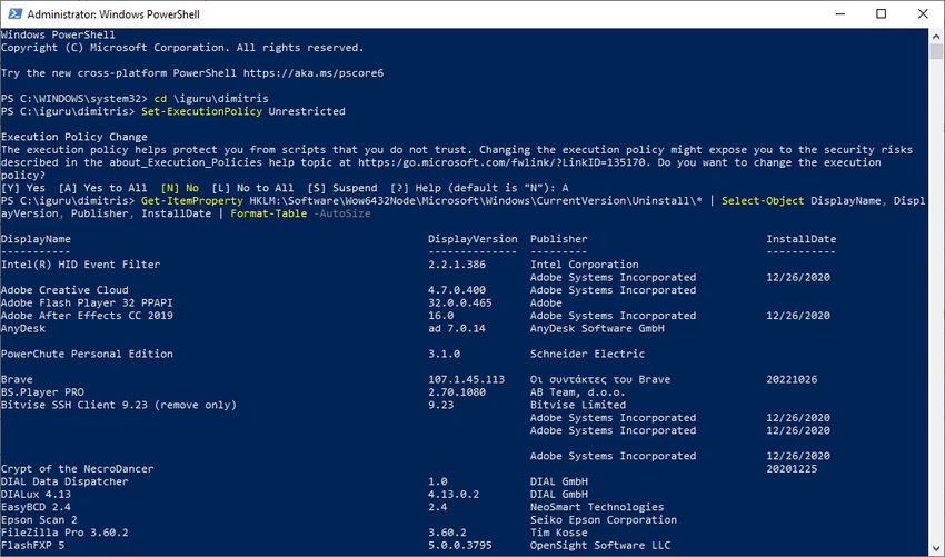 powershell get itemproperty registry list