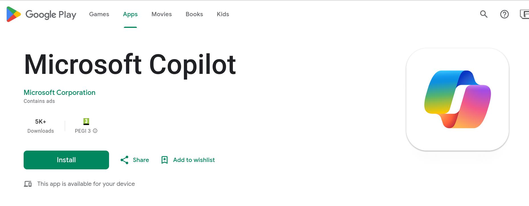 microsoft copilot play store