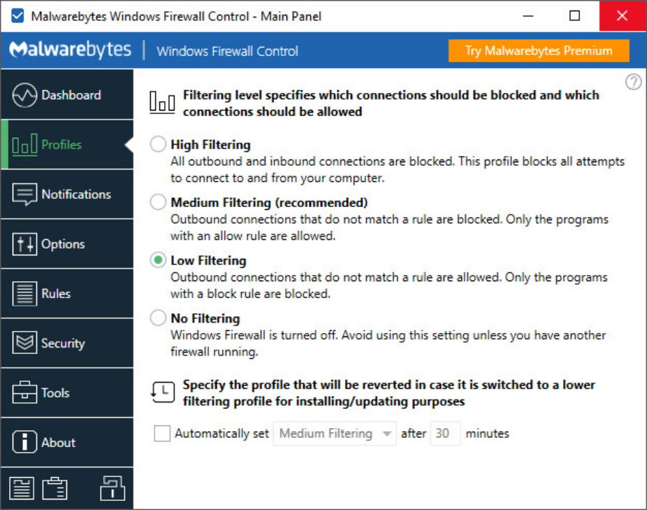 windows firewall control