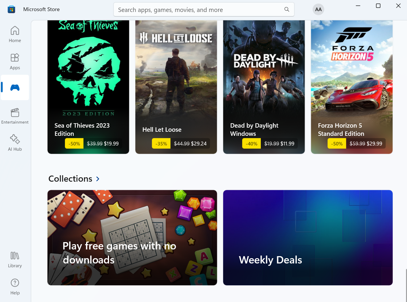 collections in microsoft store