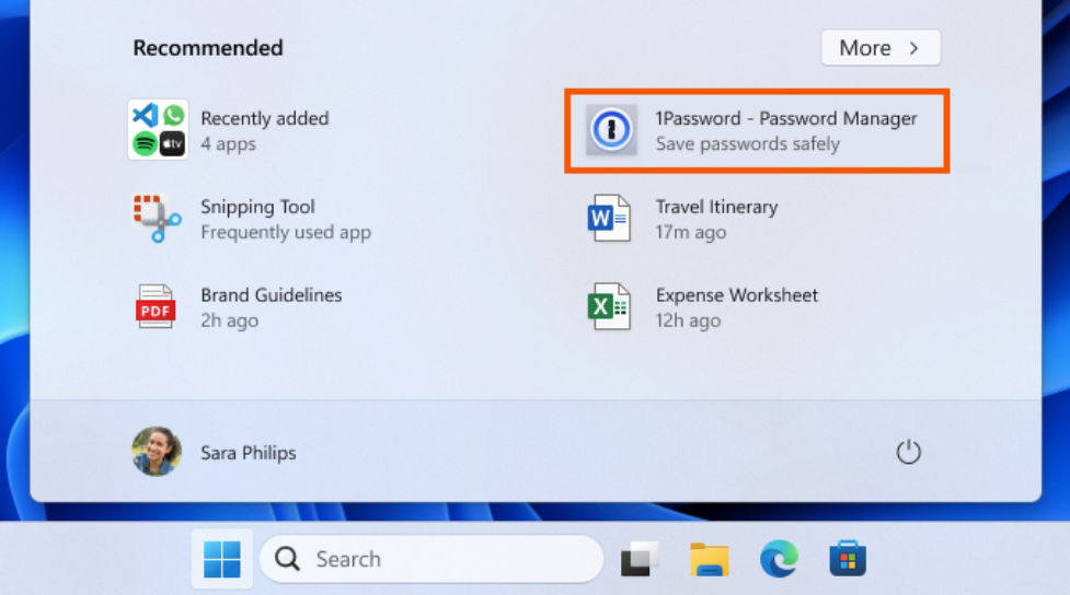 start reco 1password